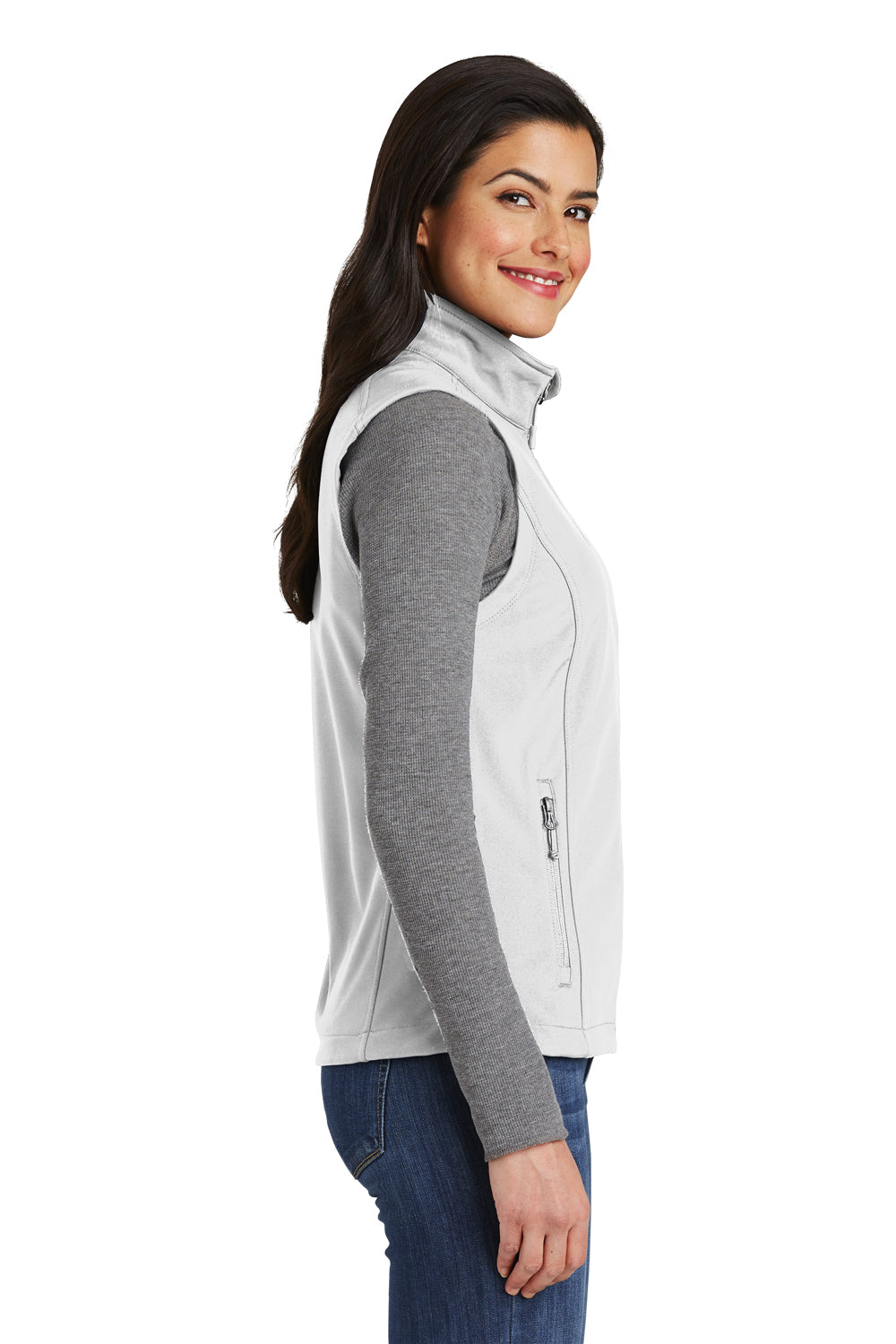 Port Authority L325 Womens Core Wind & Water Resistant Full Zip Vest White Side