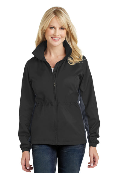 Port Authority L330 Womens Core Wind & Water Resistant Full Zip Jacket Black/Grey Front