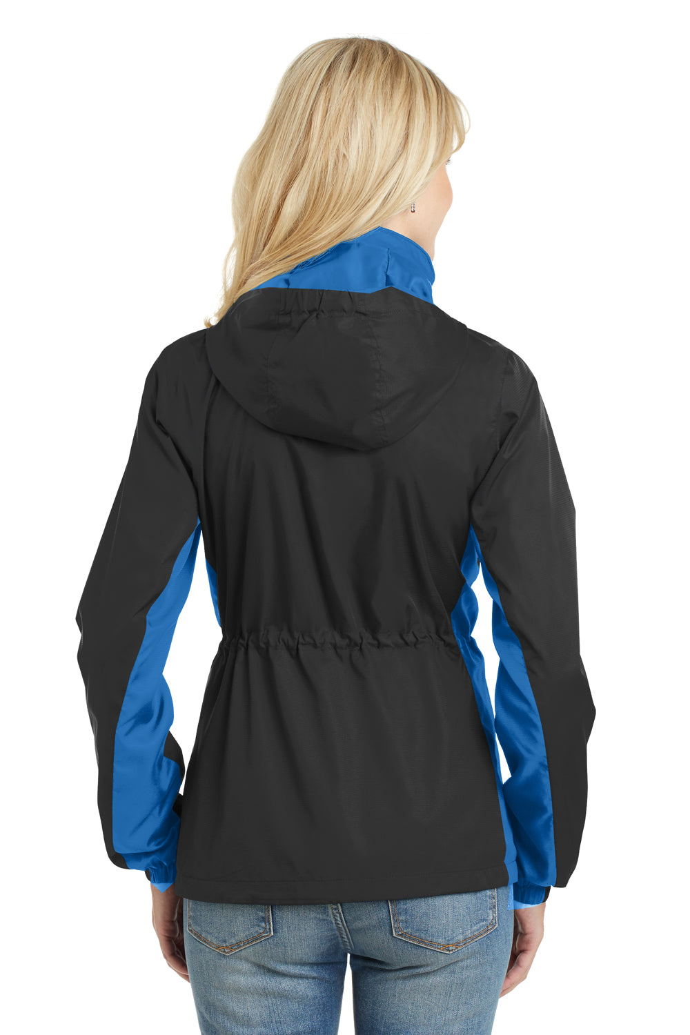 Port Authority L330 Womens Core Wind & Water Resistant Full Zip Jacket Black/Royal Blue Back