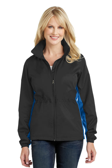 Port Authority L330 Womens Core Wind & Water Resistant Full Zip Jacket Black/Royal Blue Front