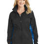 Port Authority Womens Core Wind & Water Resistant Full Zip Jacket - Black/Imperial Blue - Closeout