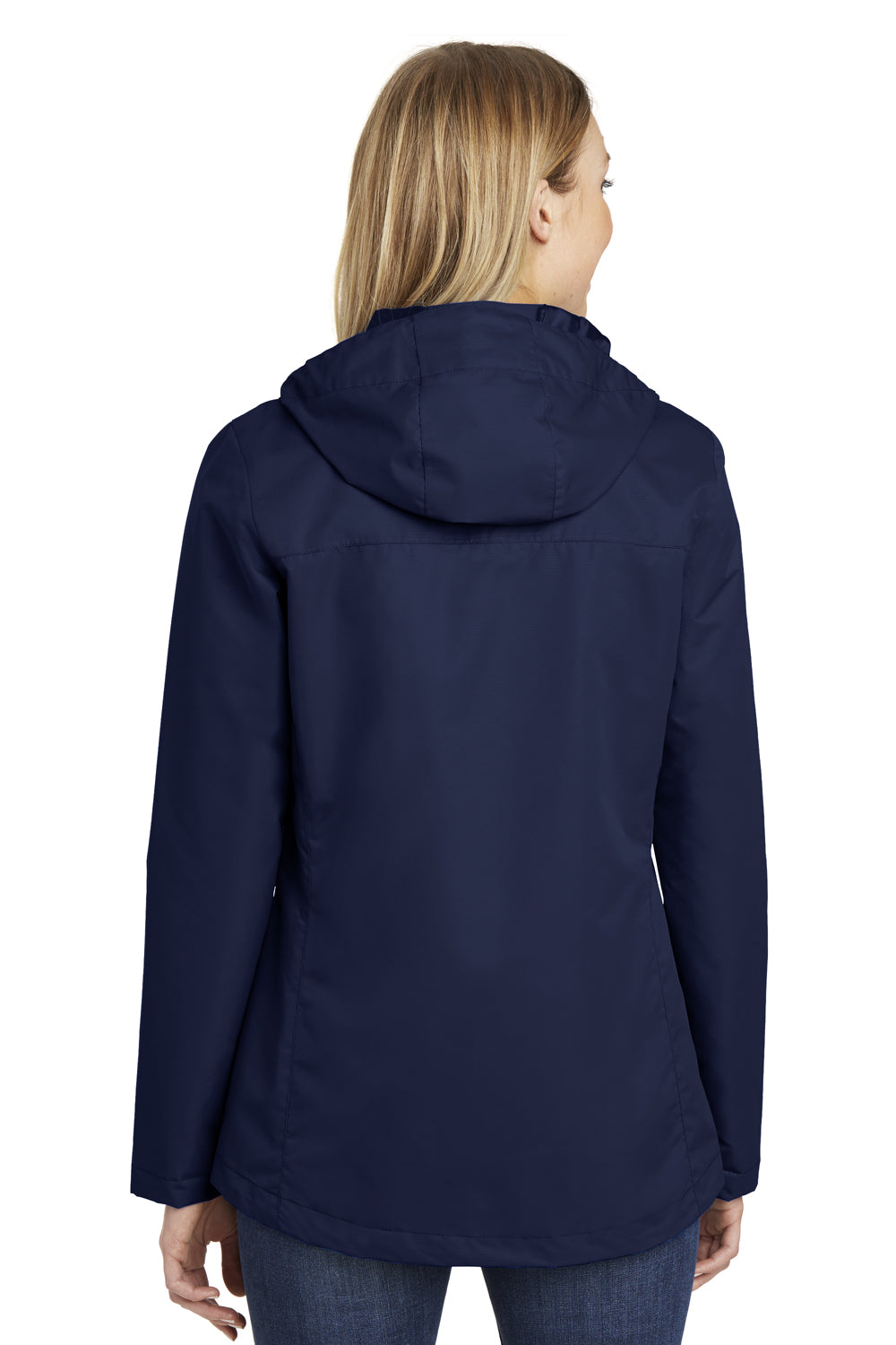 Port Authority L331 Womens All Conditions Waterproof Full Zip Hooded Jacket Navy Blue Back