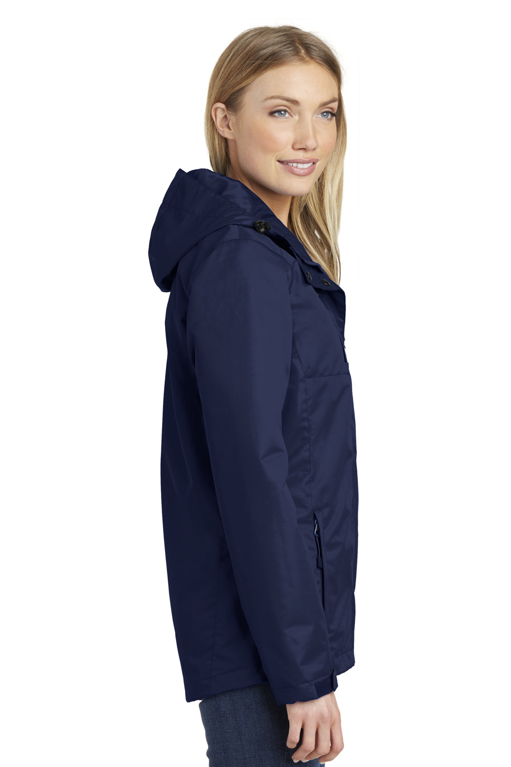 Port Authority L331 Womens All Conditions Waterproof Full Zip Hooded Jacket Navy Blue Side