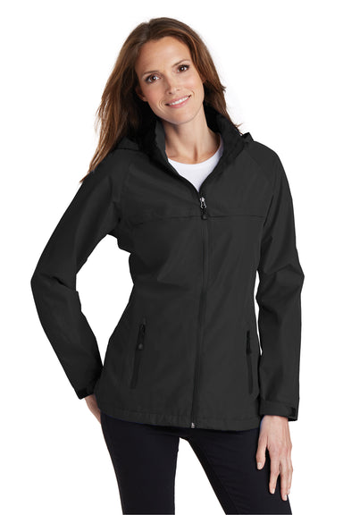 Port Authority L333 Womens Torrent Waterproof Full Zip Hooded Jacket Black Front