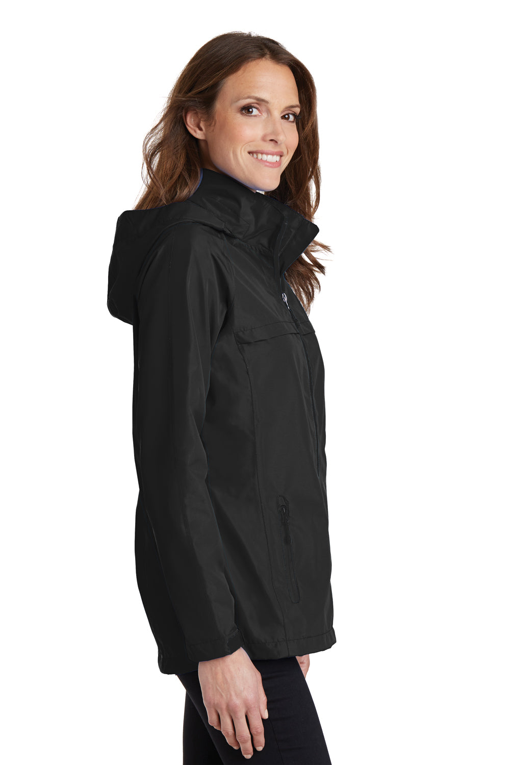 Port Authority L333 Womens Torrent Waterproof Full Zip Hooded Jacket Black Side