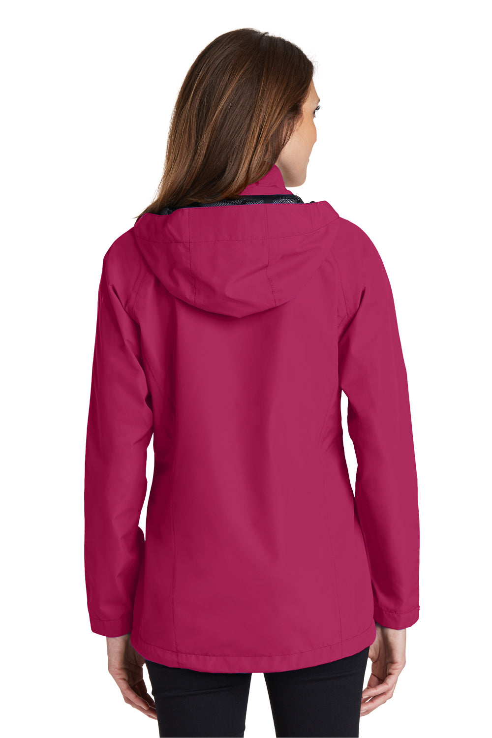 Port Authority L333 Womens Torrent Waterproof Full Zip Hooded Jacket Fuchsia Pink Back