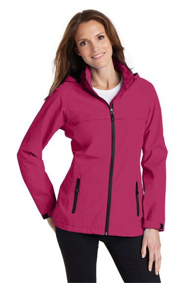 Port Authority L333 Womens Torrent Waterproof Full Zip Hooded Jacket Fuchsia Pink Front