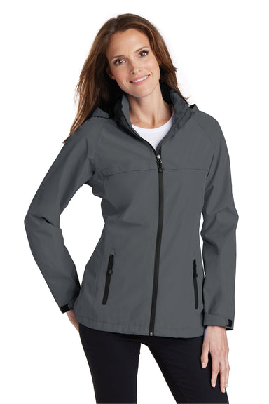 Port Authority L333 Womens Torrent Waterproof Full Zip Hooded Jacket Grey Front