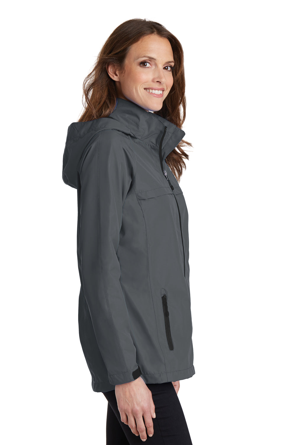 Port Authority L333 Womens Torrent Waterproof Full Zip Hooded Jacket Grey Side