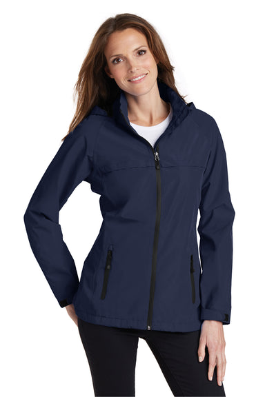 Port Authority L333 Womens Torrent Waterproof Full Zip Hooded Jacket Navy Blue Front