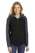 Port Authority L335 Womens Core Wind & Water Resistant Full Zip Hooded Jacket Black/Grey Front