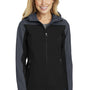 Port Authority Womens Core Wind & Water Resistant Full Zip Hooded Jacket - Black/Battleship Grey