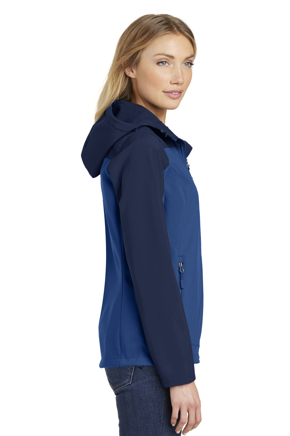 Port Authority L335 Womens Core Wind & Water Resistant Full Zip Hooded Jacket Royal Blue/Navy Blue Side