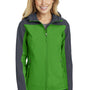 Port Authority Womens Core Wind & Water Resistant Full Zip Hooded Jacket - Vine Green/Battleship Grey - Closeout