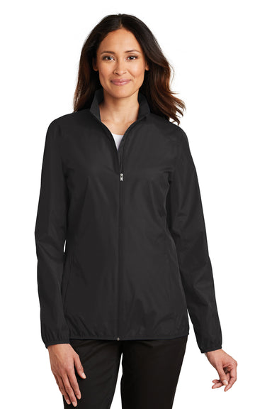 Port Authority L344 Womens Zephyr Wind & Water Resistant Full Zip Jacket Black Front