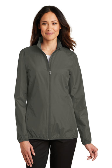 Port Authority L344 Womens Zephyr Wind & Water Resistant Full Zip Jacket Grey Steel Front