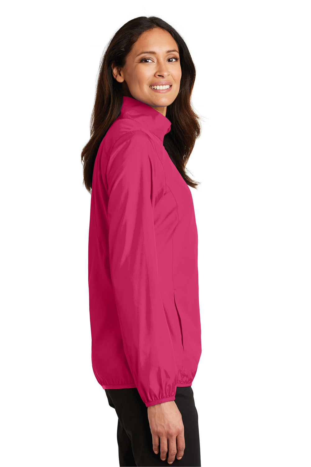Port Authority L344 Womens Zephyr Wind & Water Resistant Full Zip Jacket Azalea Pink Side