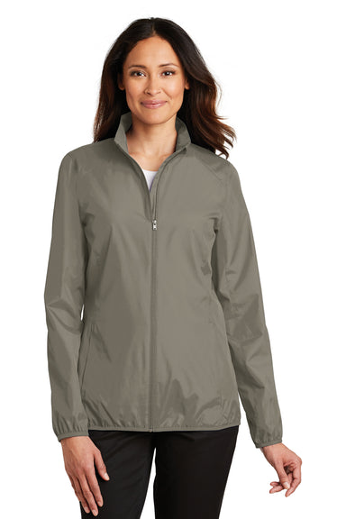 Port Authority L344 Womens Zephyr Wind & Water Resistant Full Zip Jacket Stratus Grey Front