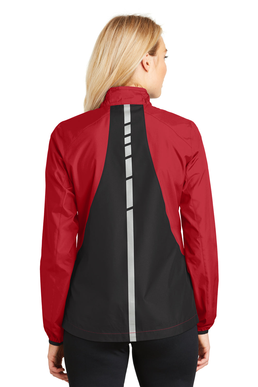 Port Authority L345 Womens Zephyr Reflective Hit Wind & Water Resistant Full Zip Jacket Red Back
