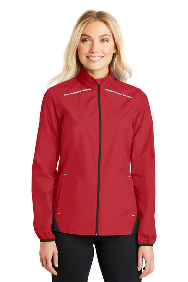 Port Authority L345 Womens Zephyr Reflective Hit Wind & Water Resistant Full Zip Jacket Red Front