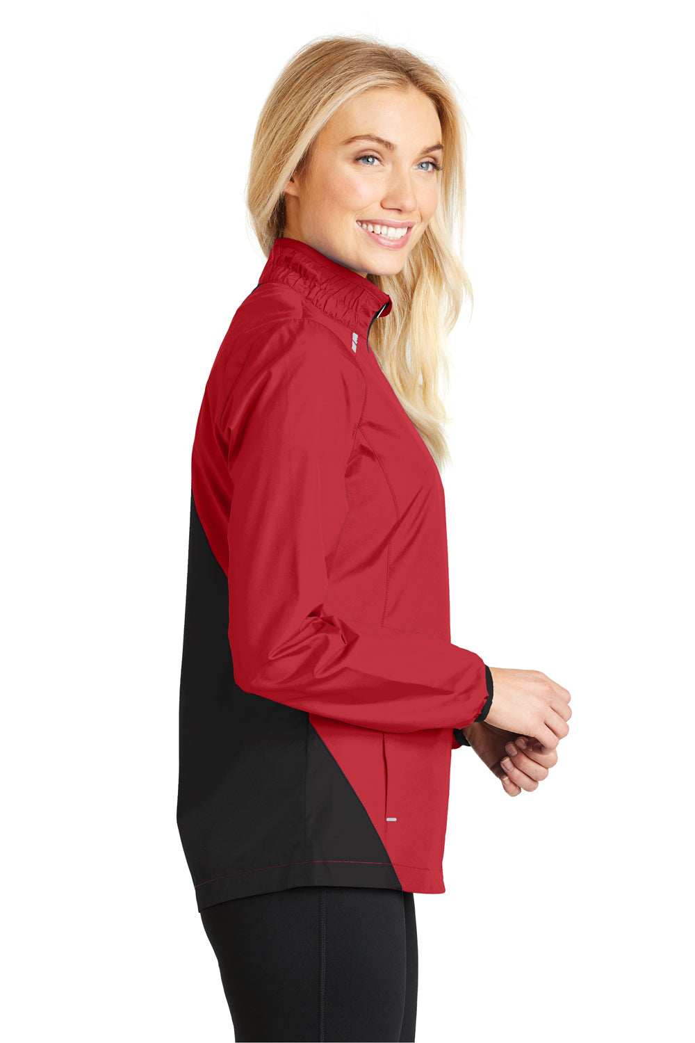 Port Authority L345 Womens Zephyr Reflective Hit Wind & Water Resistant Full Zip Jacket Red Side