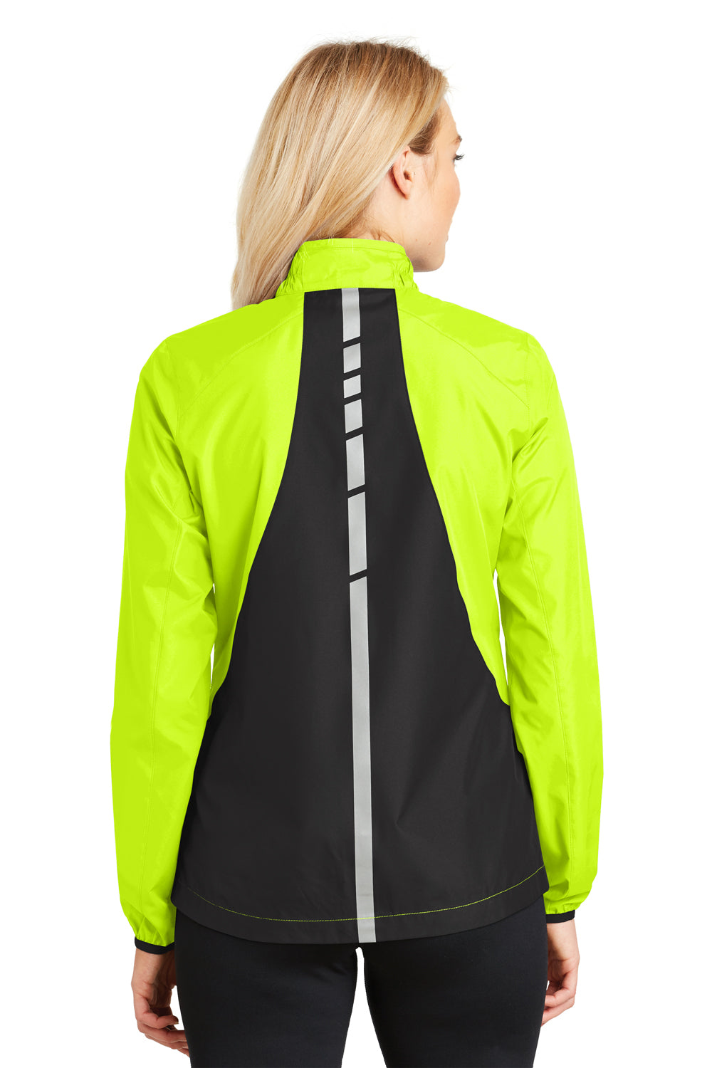 Port Authority L345 Womens Zephyr Reflective Hit Wind & Water Resistant Full Zip Jacket Safety Yellow Back