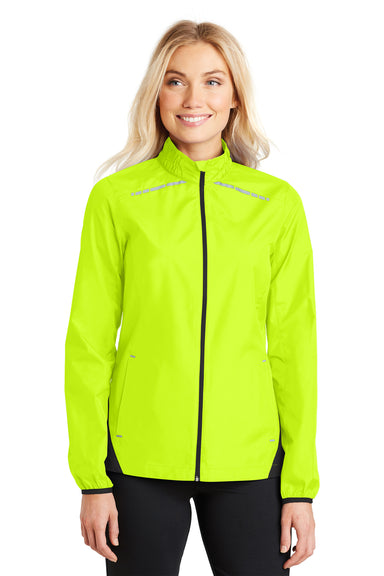 Port Authority L345 Womens Zephyr Reflective Hit Wind & Water Resistant Full Zip Jacket Safety Yellow Front