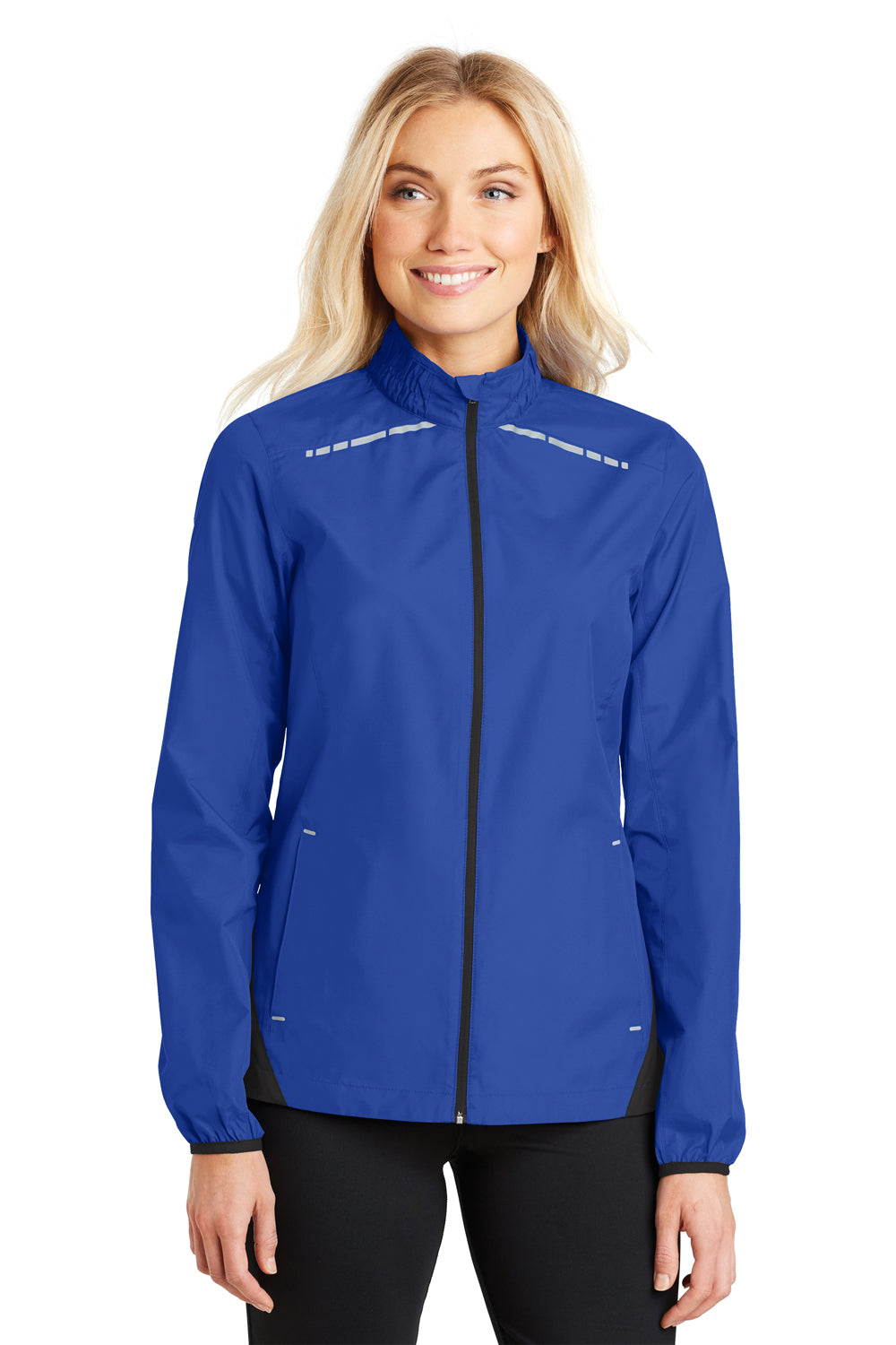 Port Authority L345 Womens Zephyr Reflective Hit Wind & Water Resistant Full Zip Jacket Royal Blue Front