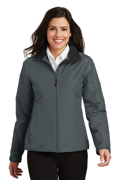 Port Authority L354 Womens Challenger Wind & Water Resistant Full Zip Jacket Steel Grey Front