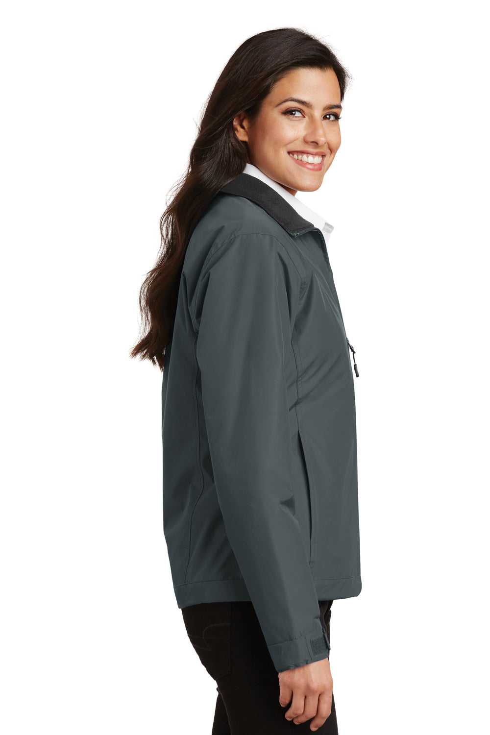 Port Authority L354 Womens Challenger Wind & Water Resistant Full Zip Jacket Steel Grey Side