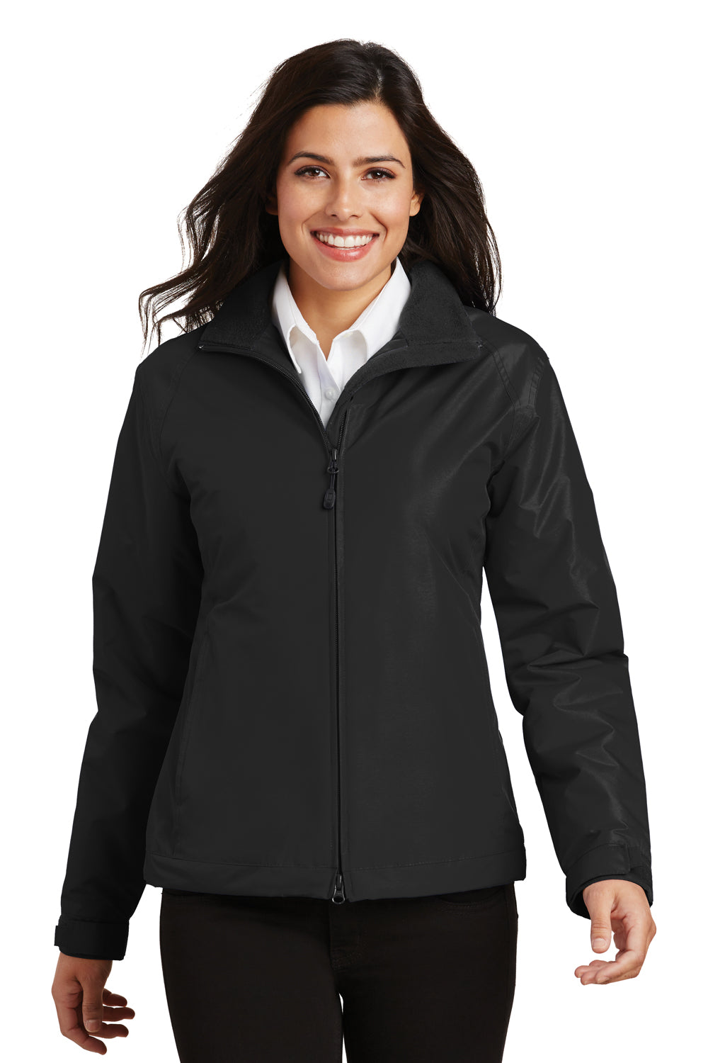 Port Authority L354 Womens Challenger Wind & Water Resistant Full Zip Jacket Black Front