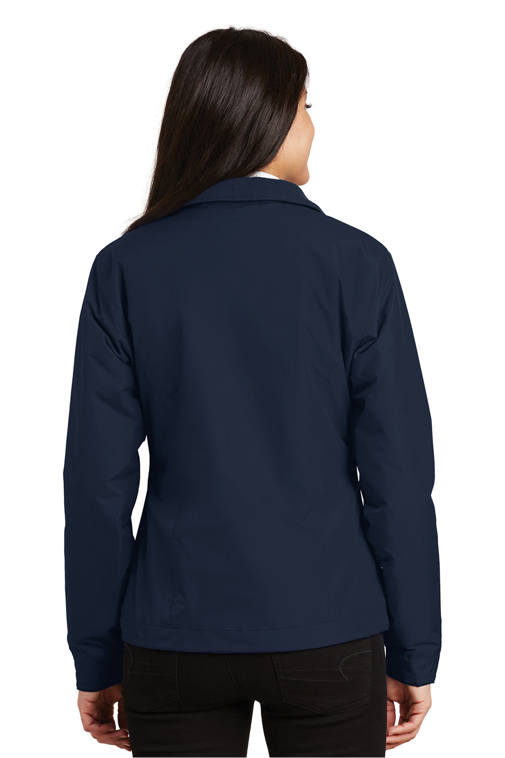 Port Authority L354 Womens Challenger Wind & Water Resistant Full Zip Jacket Navy Blue Back