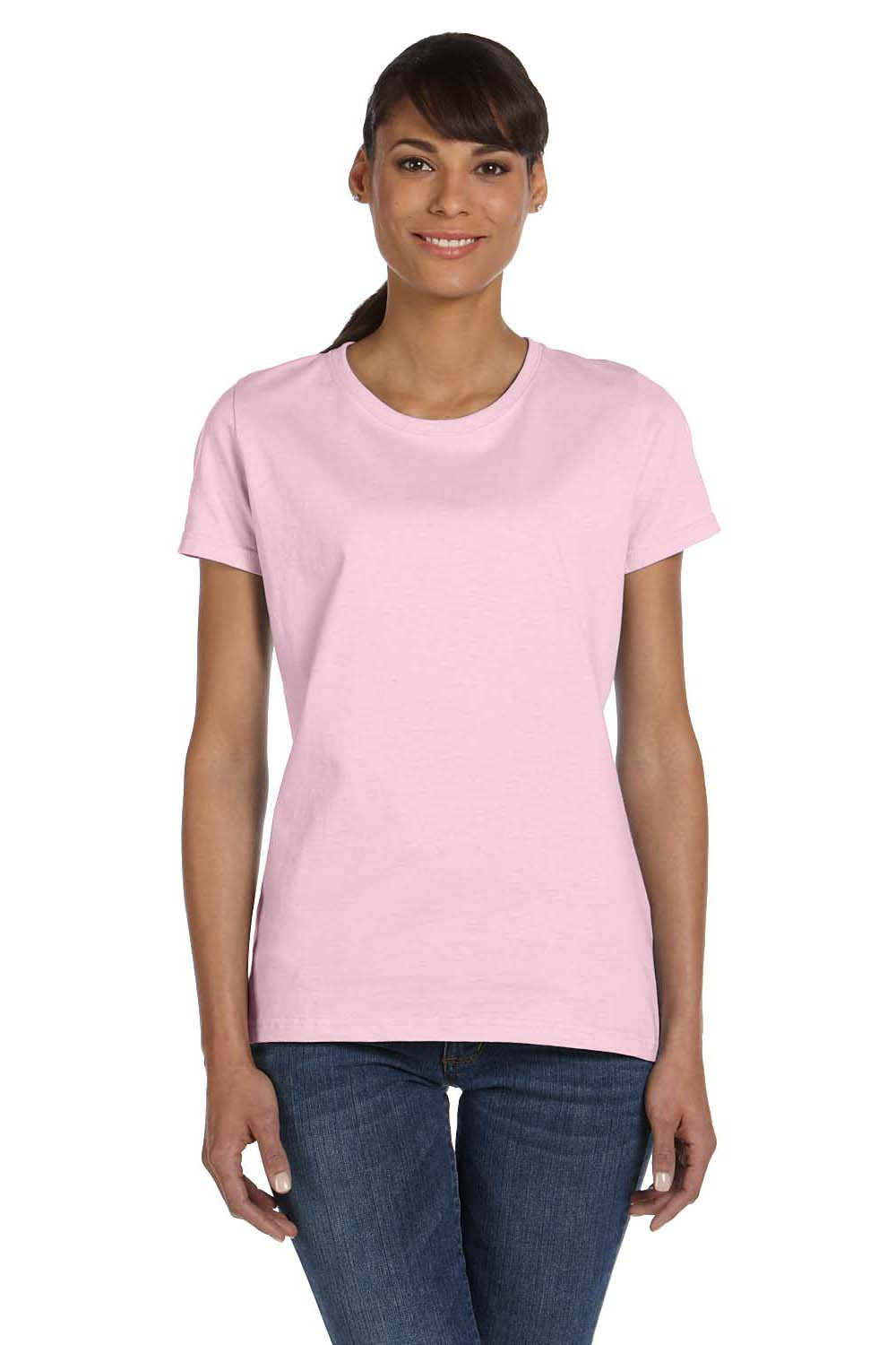 Fruit Of The Loom L3930R Womens HD Jersey Short Sleeve Crewneck T-Shirt Classic Pink Front