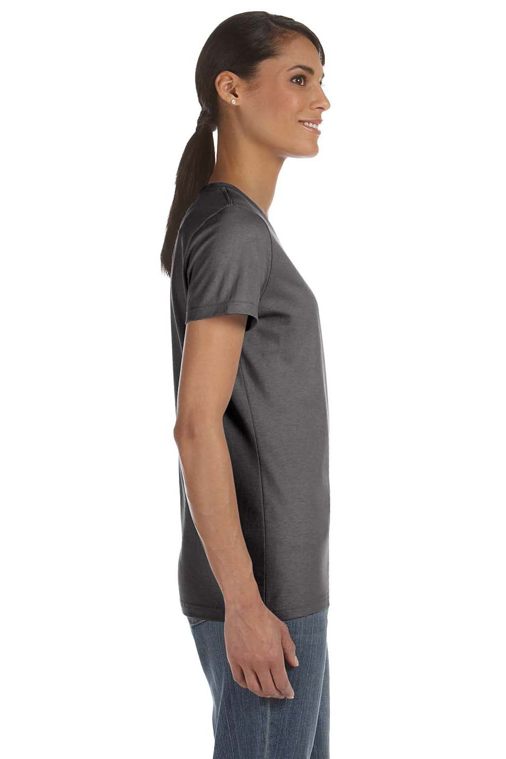 Fruit Of The Loom L3930R Womens HD Jersey Short Sleeve Crewneck T-Shirt Charcoal Grey Side