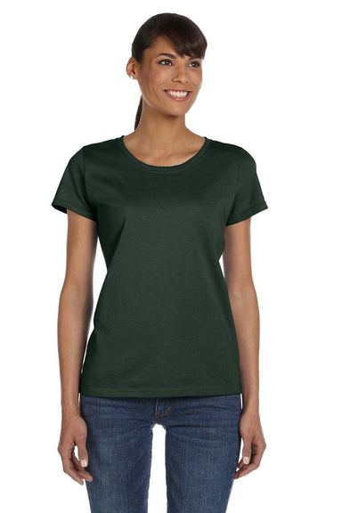 Fruit Of The Loom L3930R Womens HD Jersey Short Sleeve Crewneck T-Shirt Forest Green Front