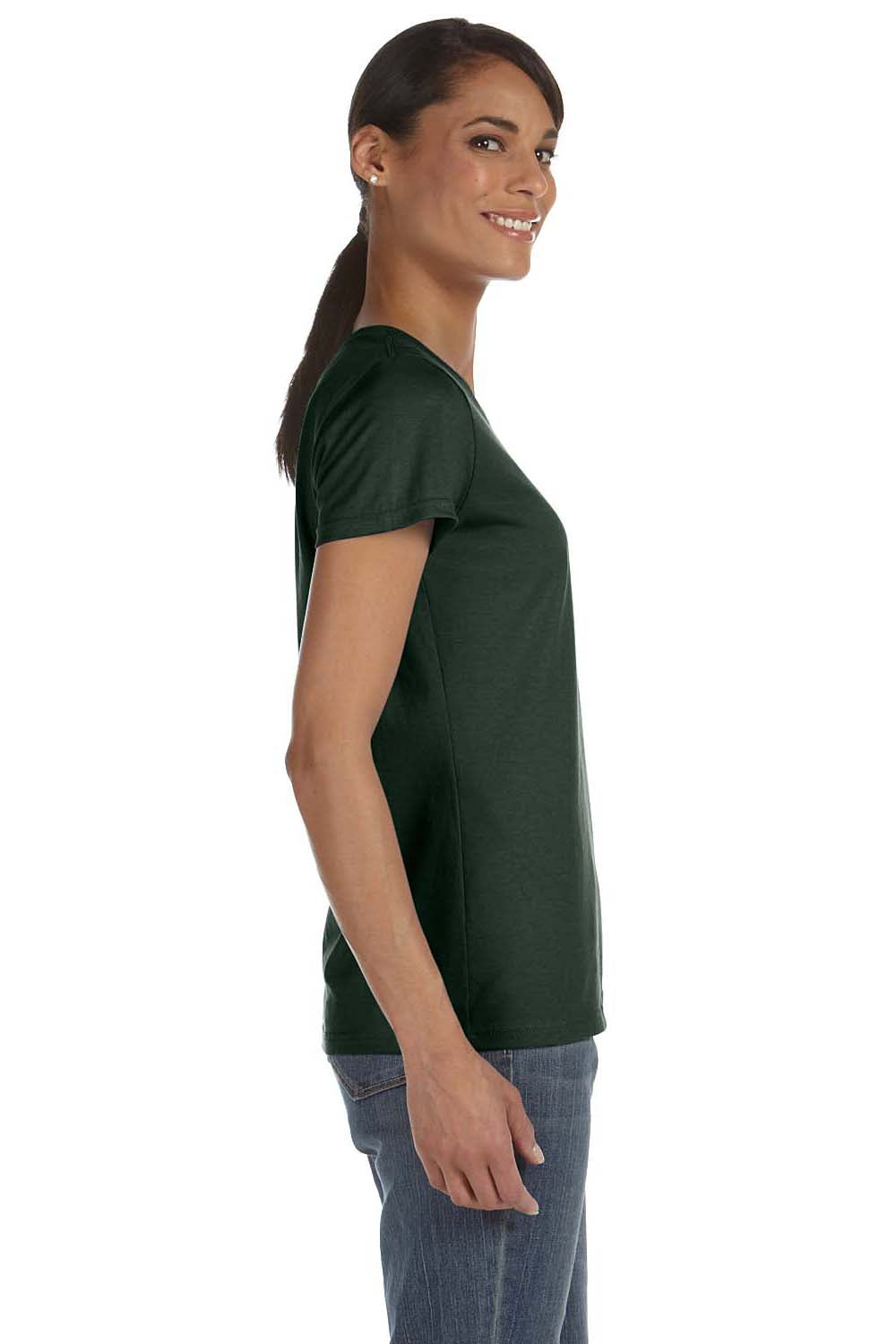 Fruit Of The Loom L3930R Womens HD Jersey Short Sleeve Crewneck T-Shirt Forest Green Side