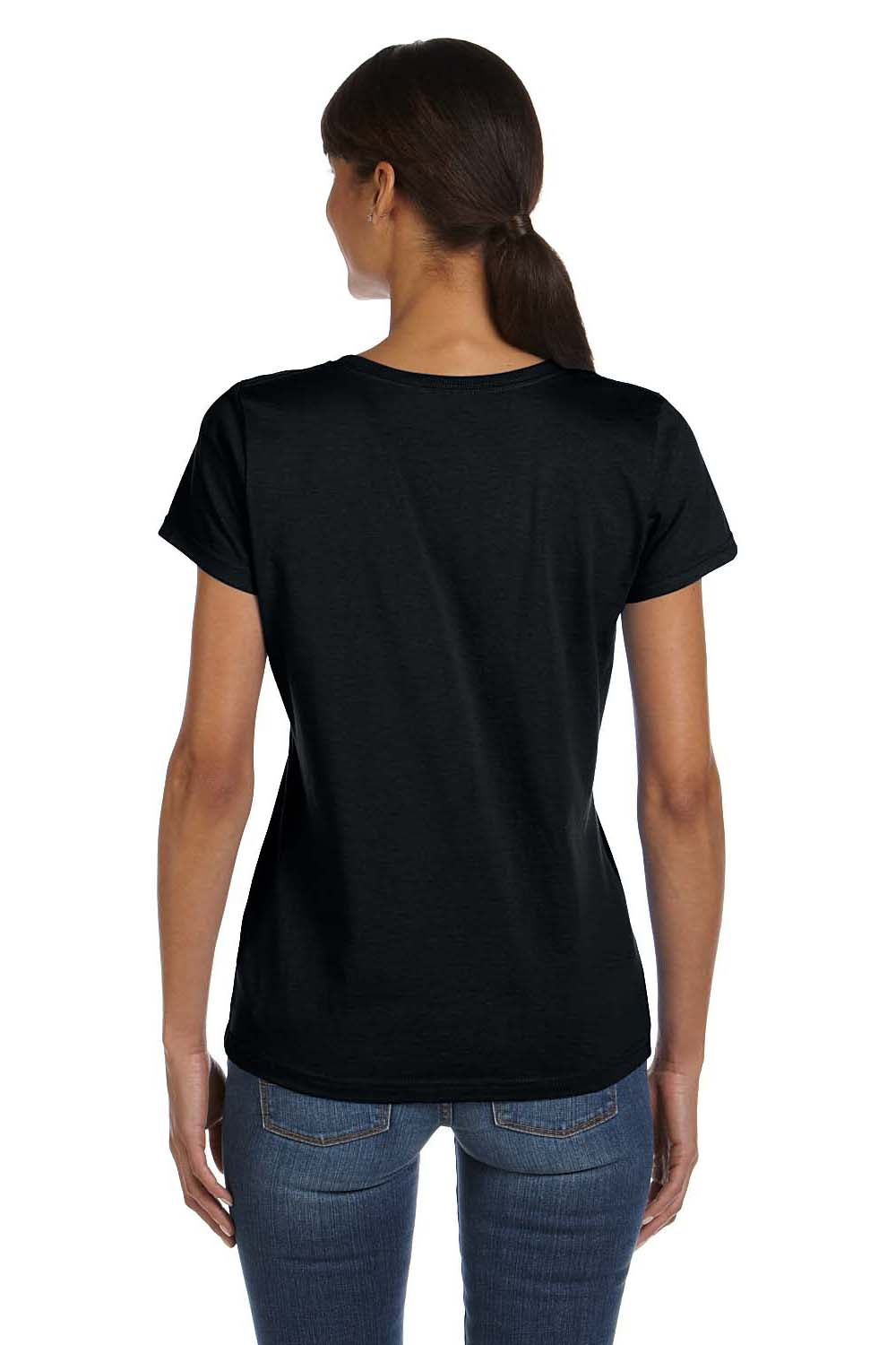 Fruit Of The Loom L3930R Womens HD Jersey Short Sleeve Crewneck T-Shirt Black Back