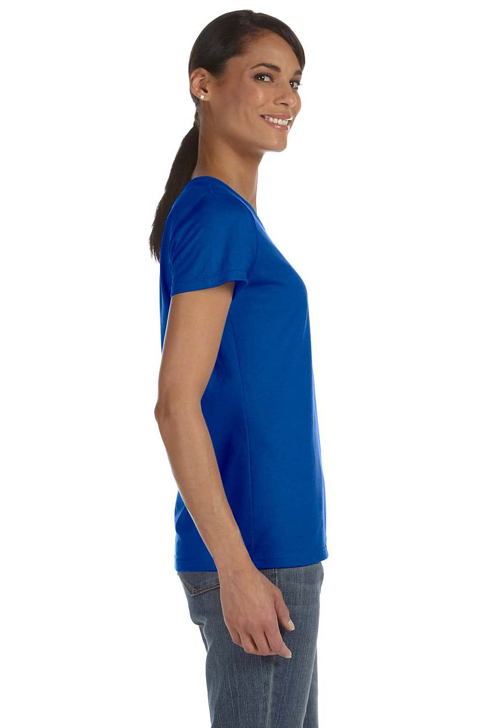 Fruit Of The Loom L3930R Womens HD Jersey Short Sleeve Crewneck T-Shirt Royal Blue Side
