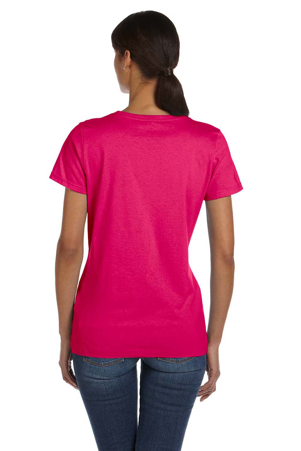 Fruit Of The Loom L3930R Womens HD Jersey Short Sleeve Crewneck T-Shirt Cyber Pink Back