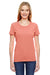 Fruit Of The Loom L3930R Womens HD Jersey Short Sleeve Crewneck T-Shirt Heather Coral Red Front