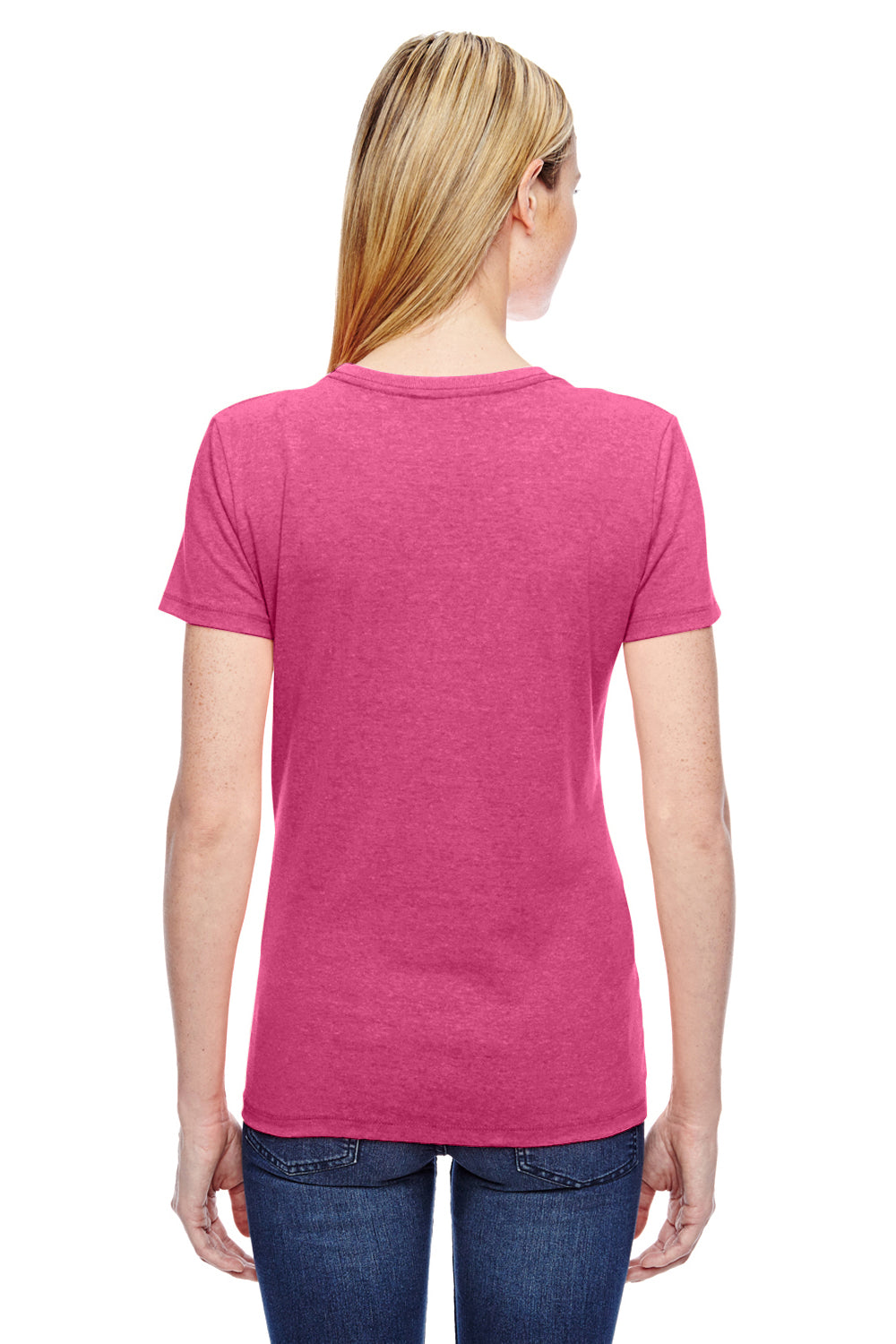 Fruit Of The Loom L3930R Womens HD Jersey Short Sleeve Crewneck T-Shirt Heather Pink Back