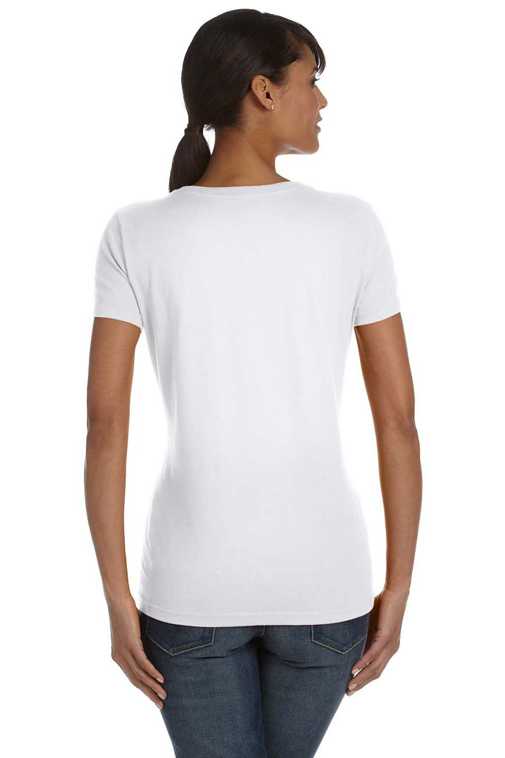 Fruit Of The Loom L39VR Womens HD Jersey Short Sleeve V-Neck T-Shirt White Back