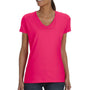 Fruit Of The Loom Womens HD Jersey Short Sleeve V-Neck T-Shirt - Cyber Pink