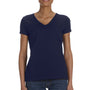 Fruit Of The Loom Womens HD Jersey Short Sleeve V-Neck T-Shirt - Navy Blue