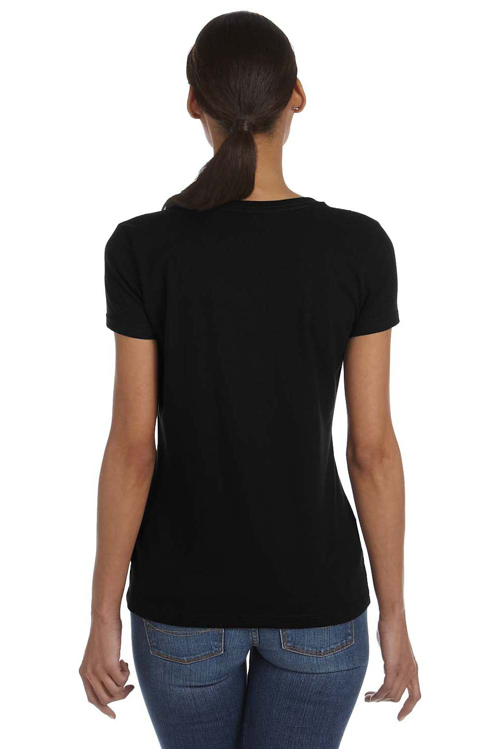 Fruit Of The Loom L39VR Womens HD Jersey Short Sleeve V-Neck T-Shirt Black Back