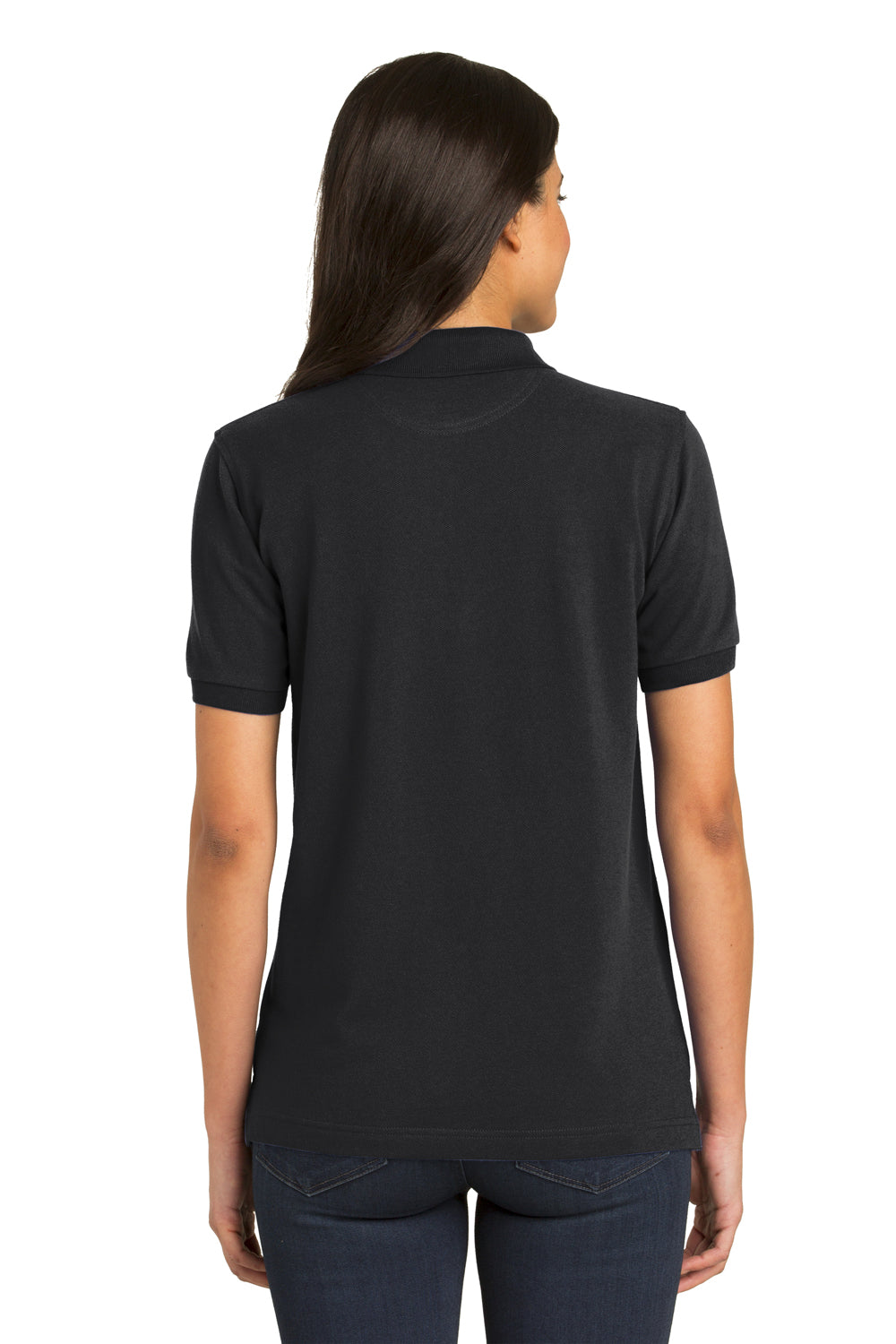 Port Authority L420 Womens Short Sleeve Polo Shirt Black Back