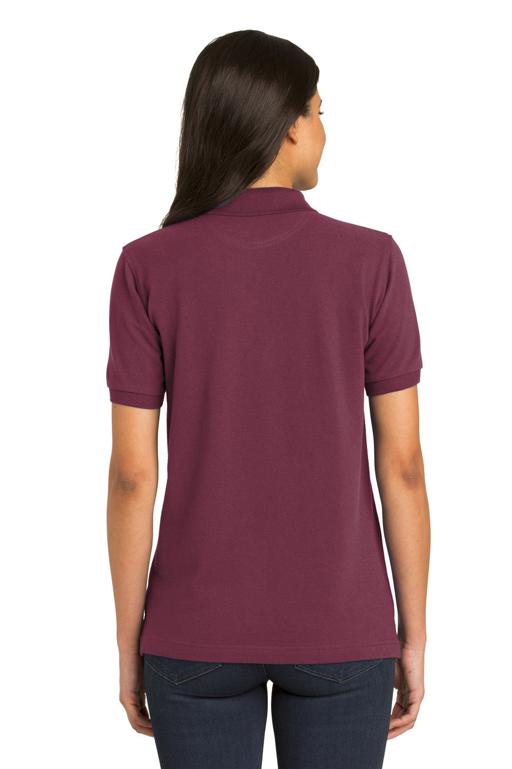 Port Authority L420 Womens Short Sleeve Polo Shirt Burgundy Back