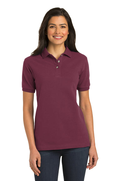 Port Authority L420 Womens Short Sleeve Polo Shirt Burgundy Front