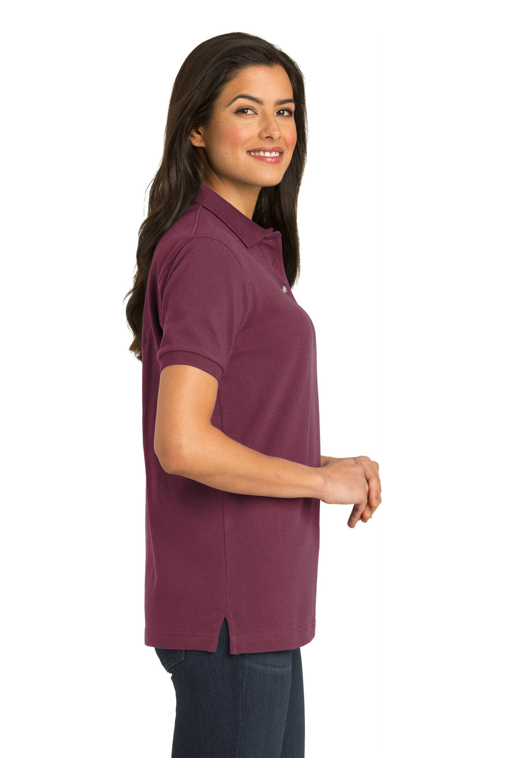 Port Authority L420 Womens Short Sleeve Polo Shirt Burgundy Side