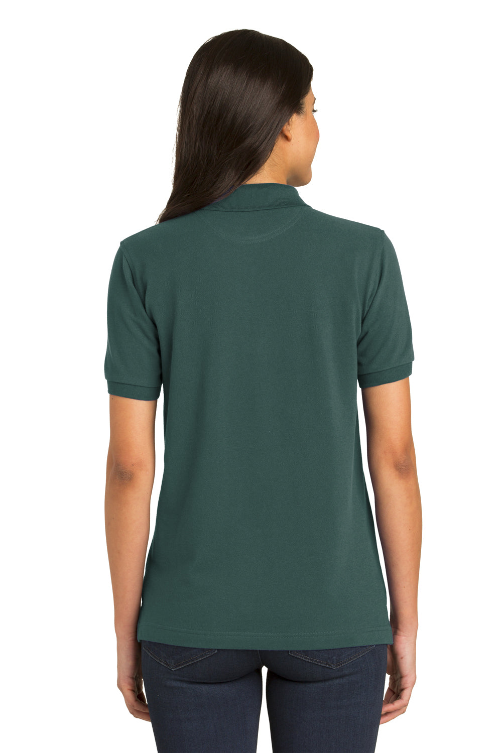 Port Authority L420 Womens Short Sleeve Polo Shirt Dark Green Back